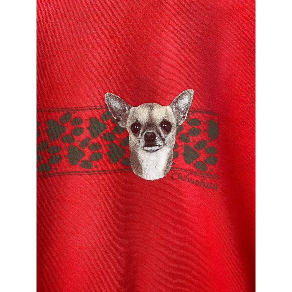 90s vintage red dog puppy chihuahua graphic boxy cozy crewneck pullover sweater - Picture 8 of 9